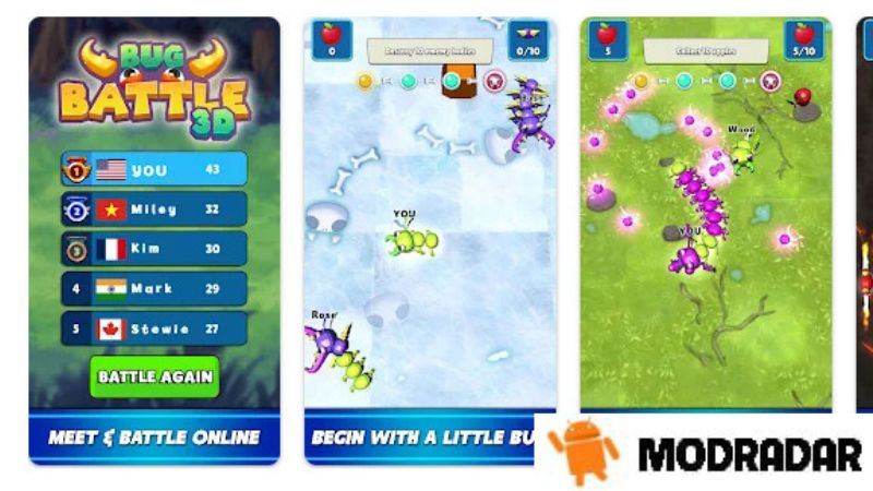 Bug Battle 3D Mod Fitur luar biasa termasuk dalam Bug Battle 3D Mod