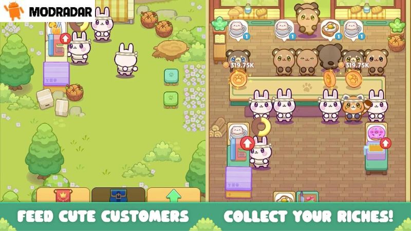 Manage cafes in the game Cozy Cafe: Animal Restaurant Mod