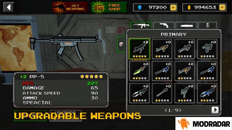 Pixel Z Gunner 3D Mod Senjata dan karakter yang kuat dalam game Pixel Z Gunner 3D Mod