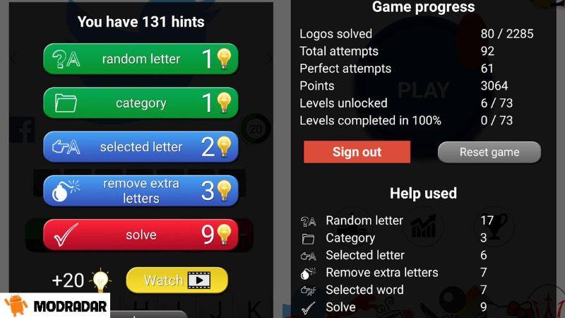 Quiz: Logo game Mod The attractions included in the game Quiz: Logo game Mod