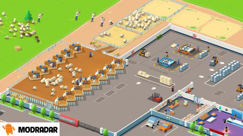 Wool Inc: Idle Factory Tycoon Mod The attractions included in the game Wool Inc: Idle Factory Tycoon Mod