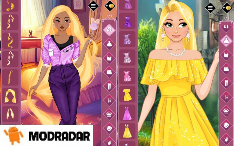 Golden princess dress up game Apk Many attractive challenges in the game Golden princess dress up game Apk