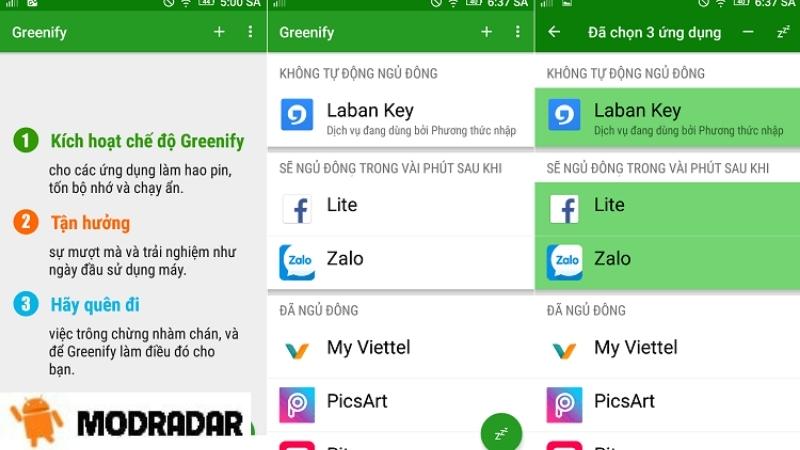 Greenify Mod Optimal efficiency of playing phones at Greenify Mod application