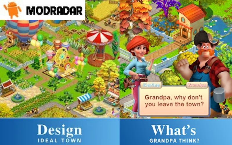 Simple gameplay in the game Merge Town: Design Farm Mod