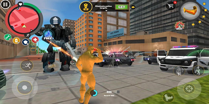 Gameplay của Rope hero vice town mod