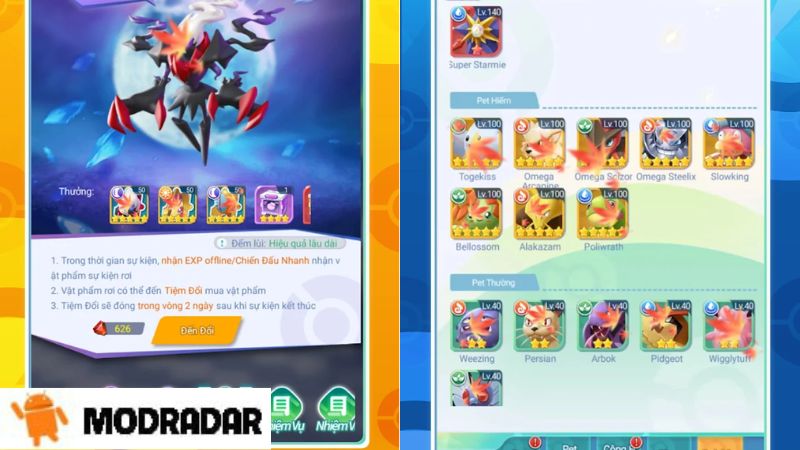 Thần Thú GO Apk Tham gia vào các trận xếp hình trong Thần Thú GO Apk