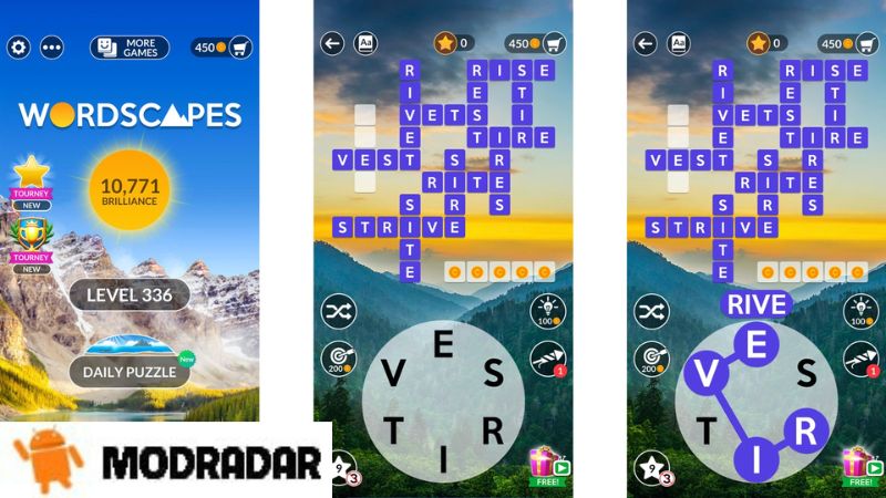 Wordscapes Mod Exploring environment in the game Wordscapes Mod