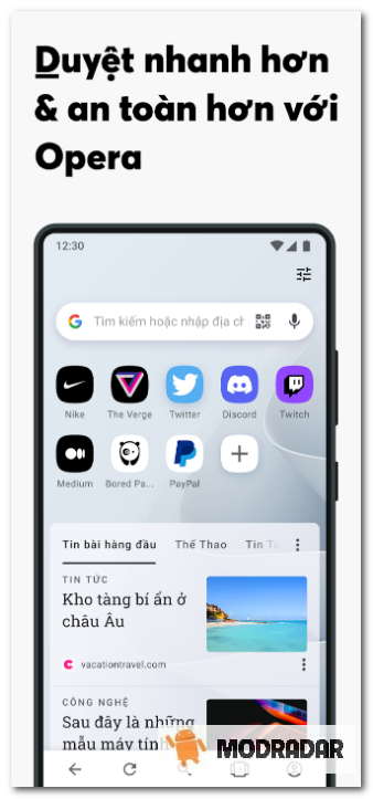 Opera Browser Mod Giới thiệu ứng dụng Opera Browser Mod