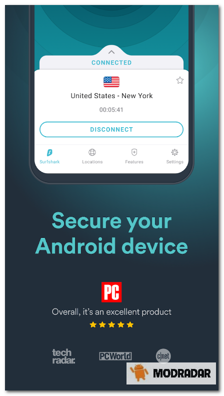 Tính năng của ứng dụng SurfShark VPN Mod