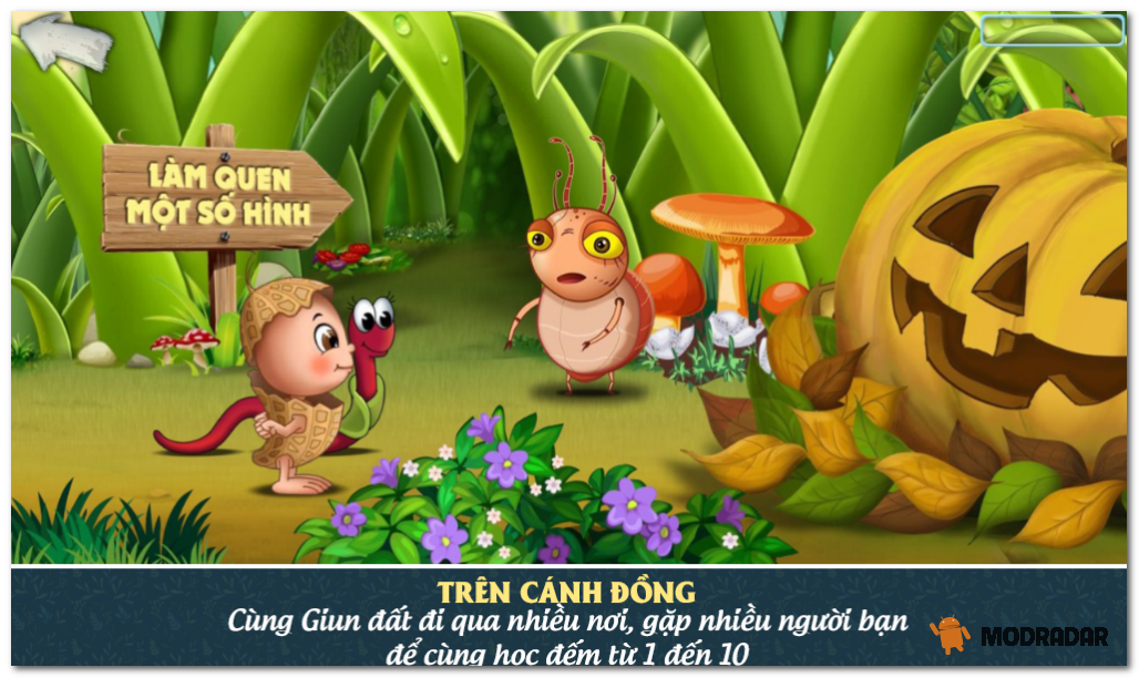 Giao diện với hình ảnh sinh động, hấp dẫn, gần gũi với các bé Đậu Lém Phiêu lưu ký mod 